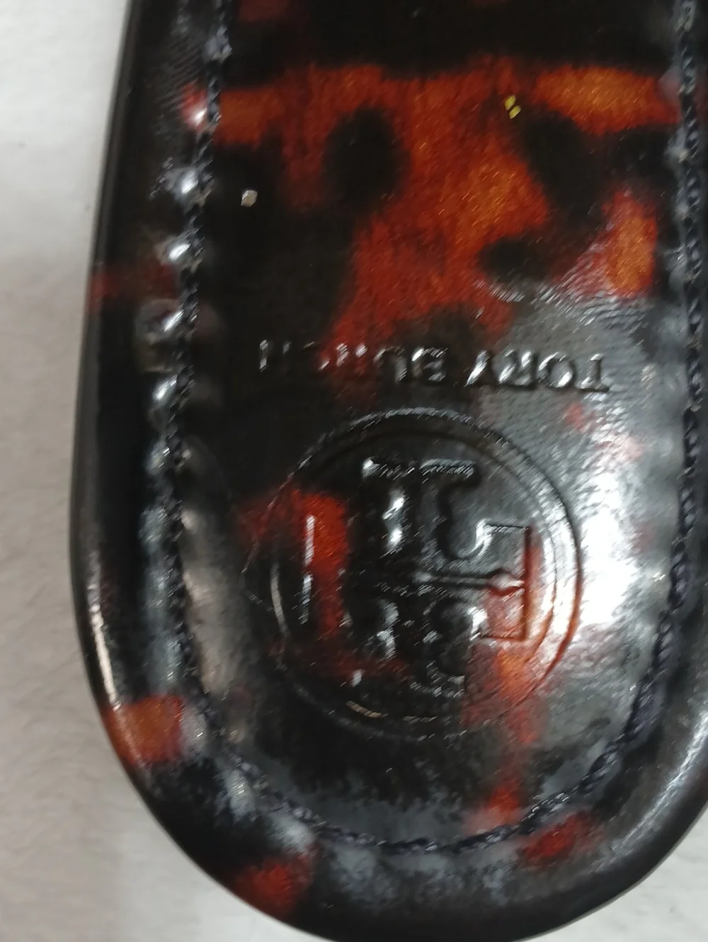 Tory Burch Miller Patent Sandal Slip-Ons In Tortoise Sz 7.5 M Women